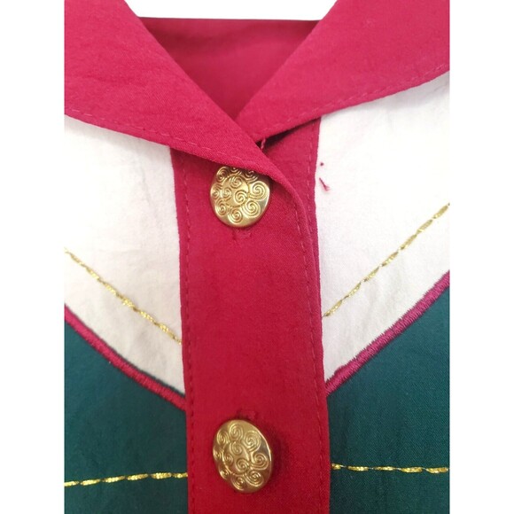 Vintage 80's Geometric Quarter Button Collared Pullover Top Sz L - Picture 8 of 14